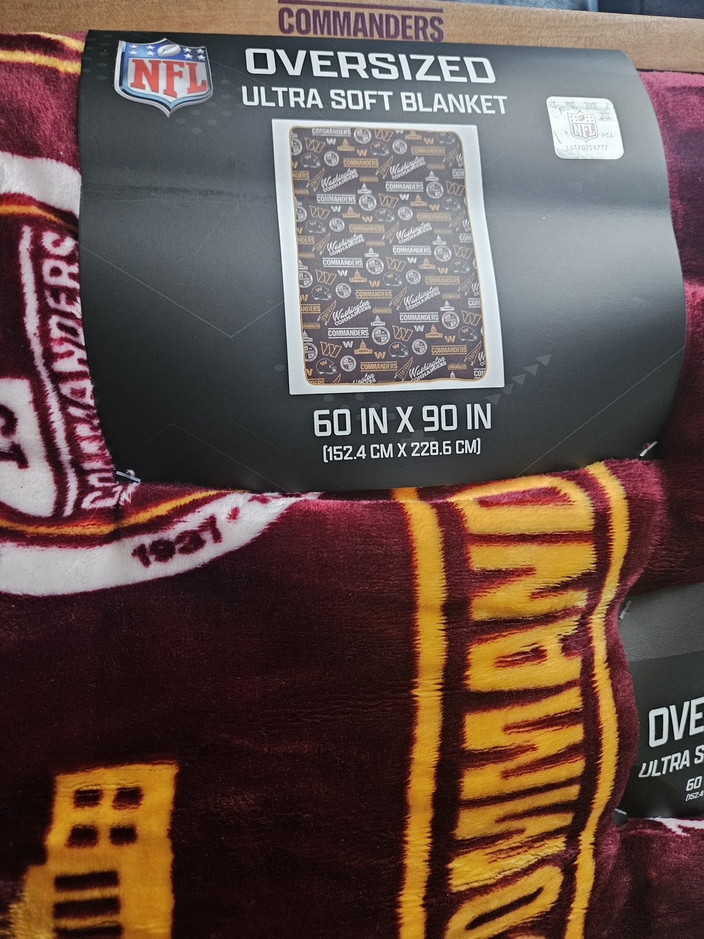 NFL Oversized Ultra Soft Washington Commanders Blanket - Burgundy/Gold